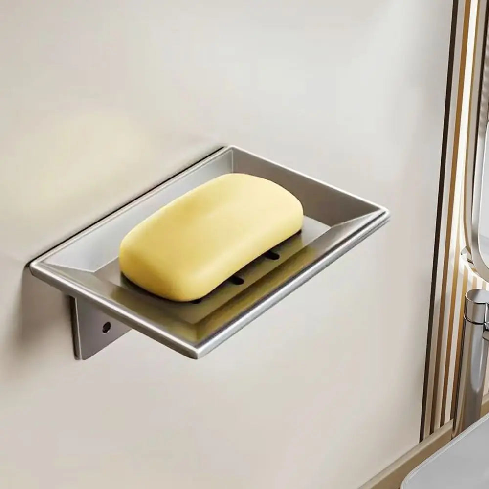 No-Drill Wall Mounted Soap Dish – Space Aluminum Organizer Soap Dish Holder Axl grey