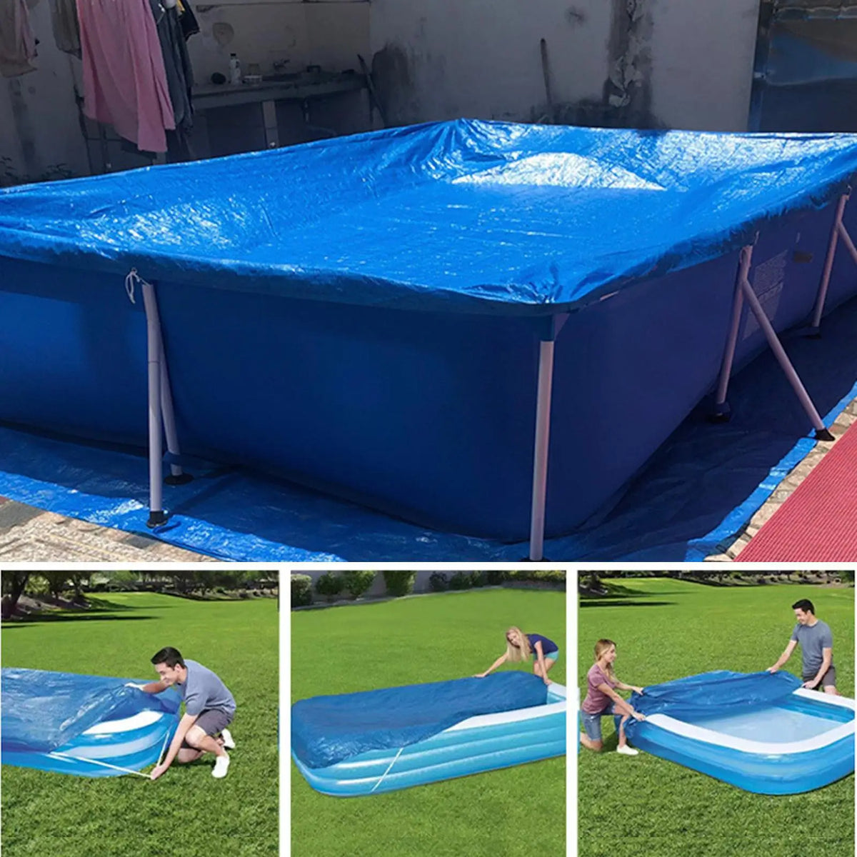 Rectangle Kids Pool Cover – UV Resistant Waterproof Foldable Swimming Pool Cover Axl