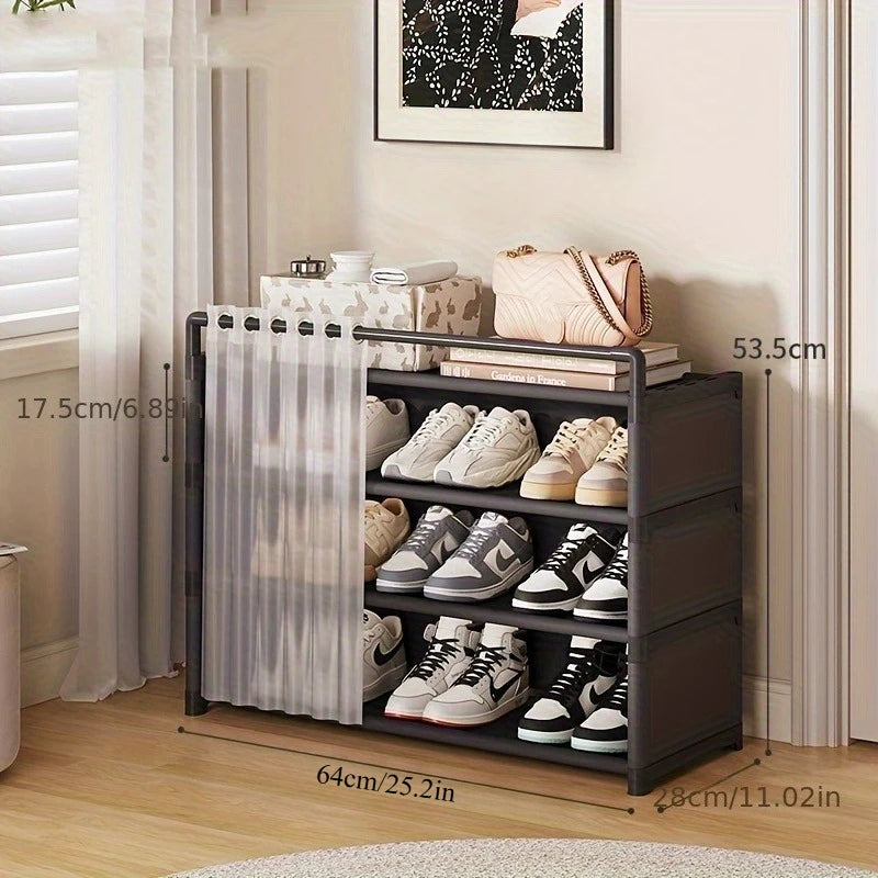 Dustproof Foldable Shoe Rack – Multi-Layer Storage Shelf Shoe Storage Rack Axl Black-4 layers-64cm