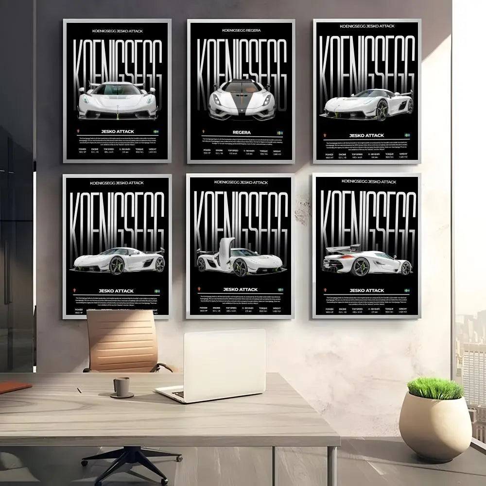 Koenigsegg Supercar Poster – Self-Adhesive Wall Art Sticker Wall Art Sticker Axl