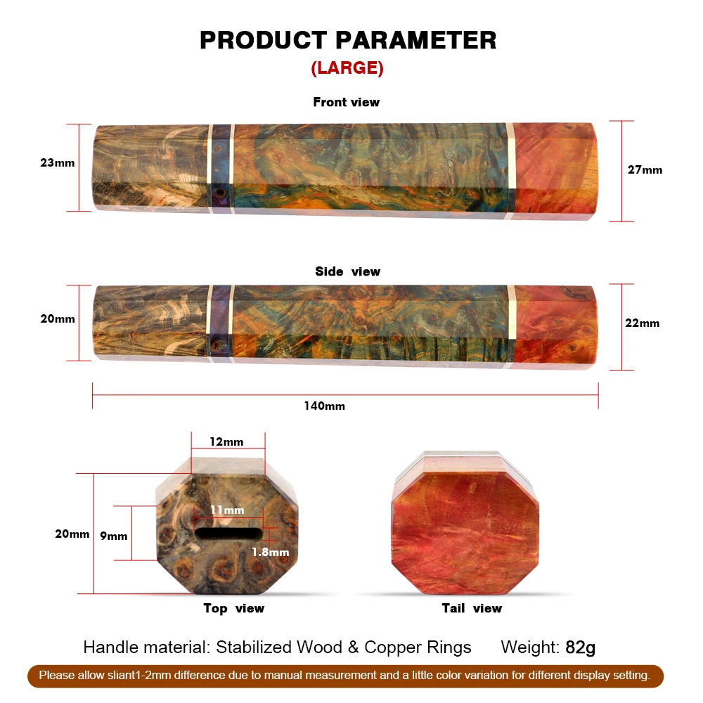 Japanese Octagonal Stabilized Wood Knife Handle – DIY & Chef Knife Handle Axl