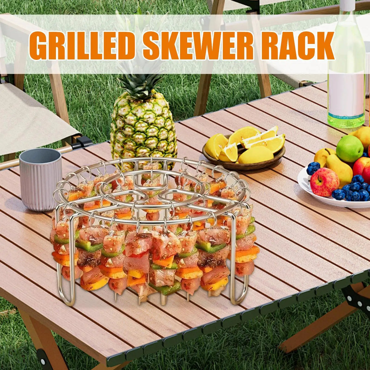 Stainless Steel BBQ Skewer Rack – Air Fryer & Oven, 24 Skewers BBQ Skewer Rack Axl
