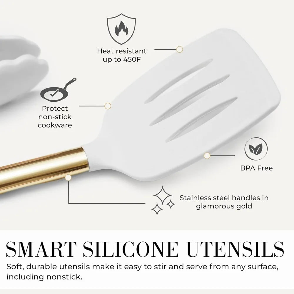 33-Piece Silicone Kitchen Utensil Set – Wooden Handle Cookware Kitchen Utensil Set Axl