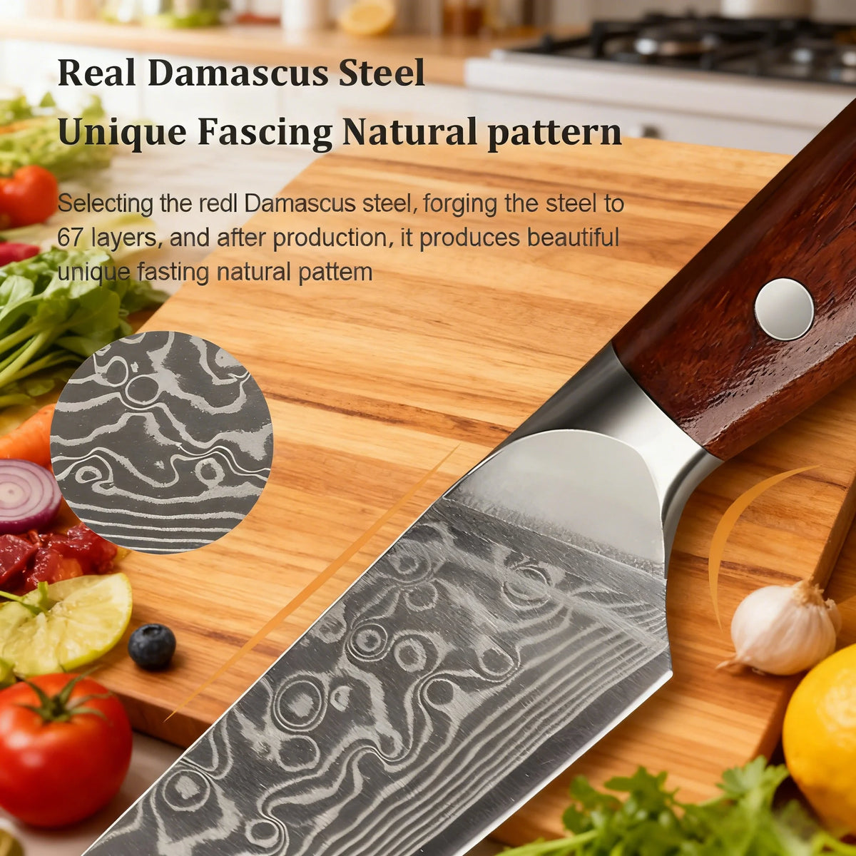 67-Layer Damascus Steel Kitchen Knife Set – 1 to 4 PCS Damascus Kitchen Knife Axl