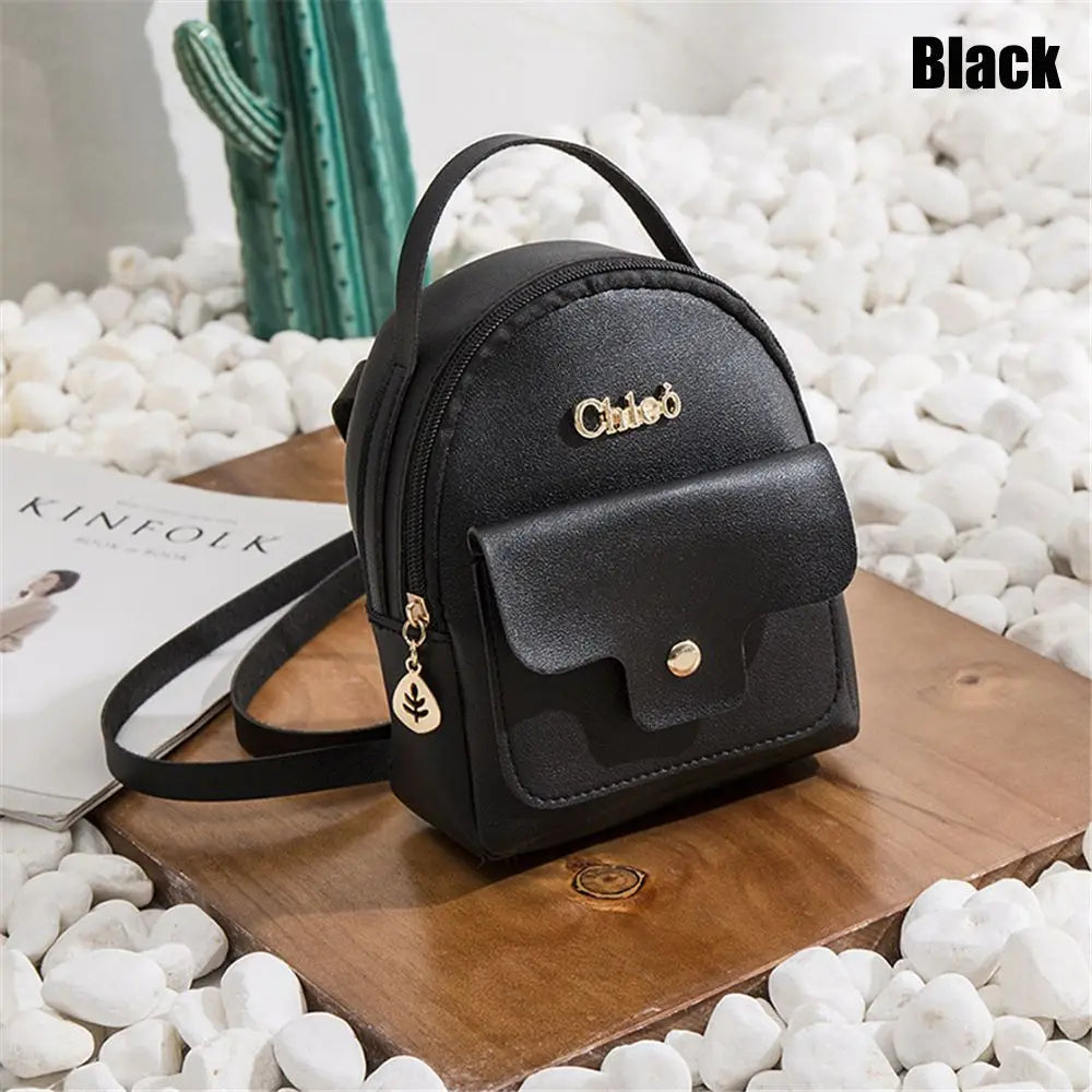 Women's Mini PU Leather Backpack – Casual Small Bookbag Mini Leather Backpack Axl black