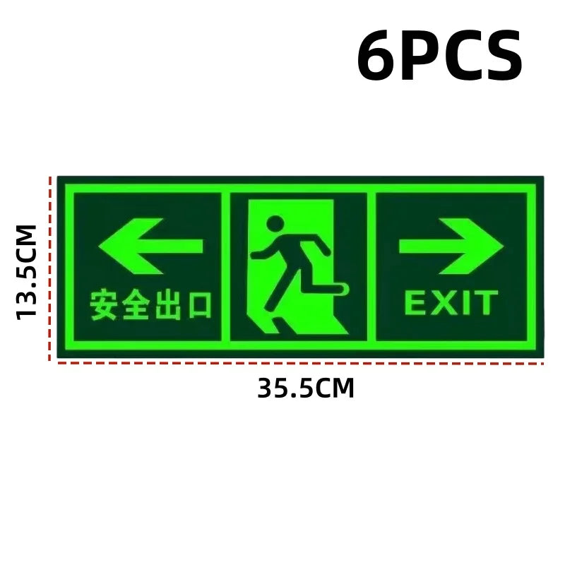 Glow in the Dark Exit Floor Stickers – Evacuation Signs 2/6 Pack