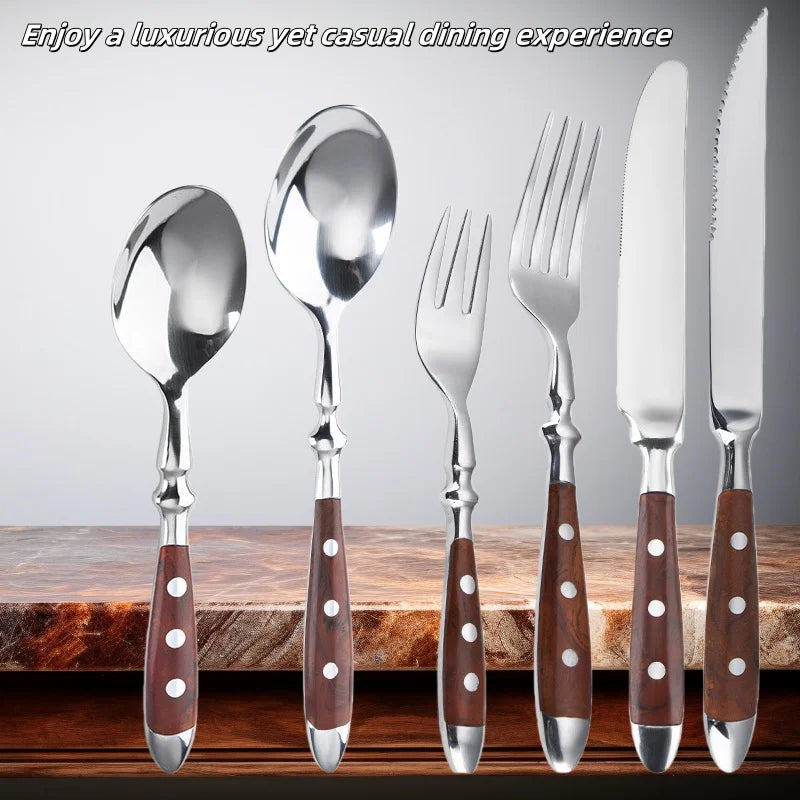 Elegant Stainless Steel Cutlery Set – Fork, Spoon & Steak Knife Stainless Steel Flatware Axl
