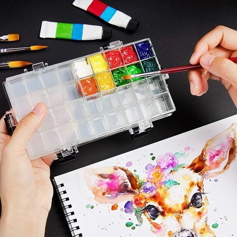 24-Grid Leakproof Watercolor Paint Palette Storage Box Paint Palette Box Axl