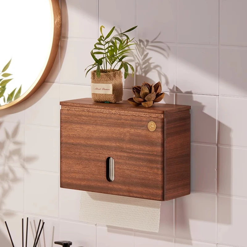 Solid Wood Wall-Mounted Tissue Box – Retro Napkin Holder Tissue Box Holder Axl