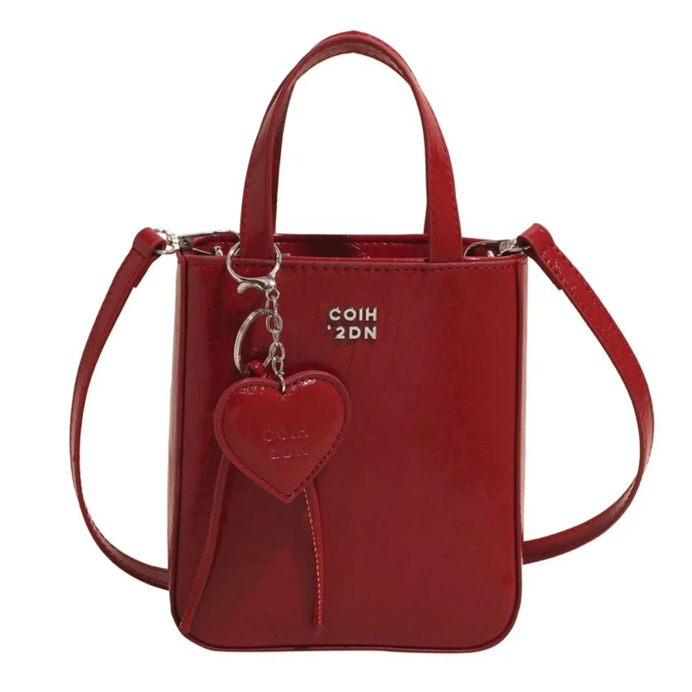 Women's PU Leather Crossbody Bag – Small Square Shoulder Purse Crossbody Shoulder Bag Axl Red