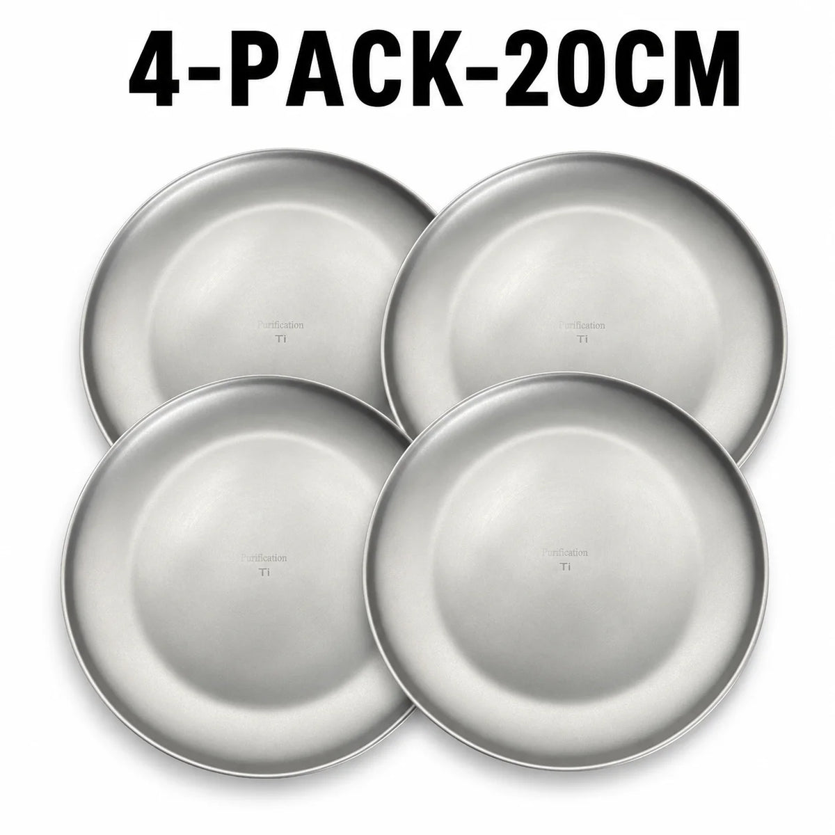 Titanium Stainless Steel Camping Plates | Stackable BBQ Tray Set Camping Dinner Plates Axl 4-Pack-20cm
