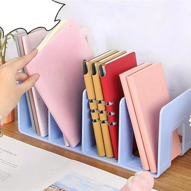 4-Compartment Desktop Bookshelf – Clear Plastic Desk Organizer Desktop Book Organizer Axl