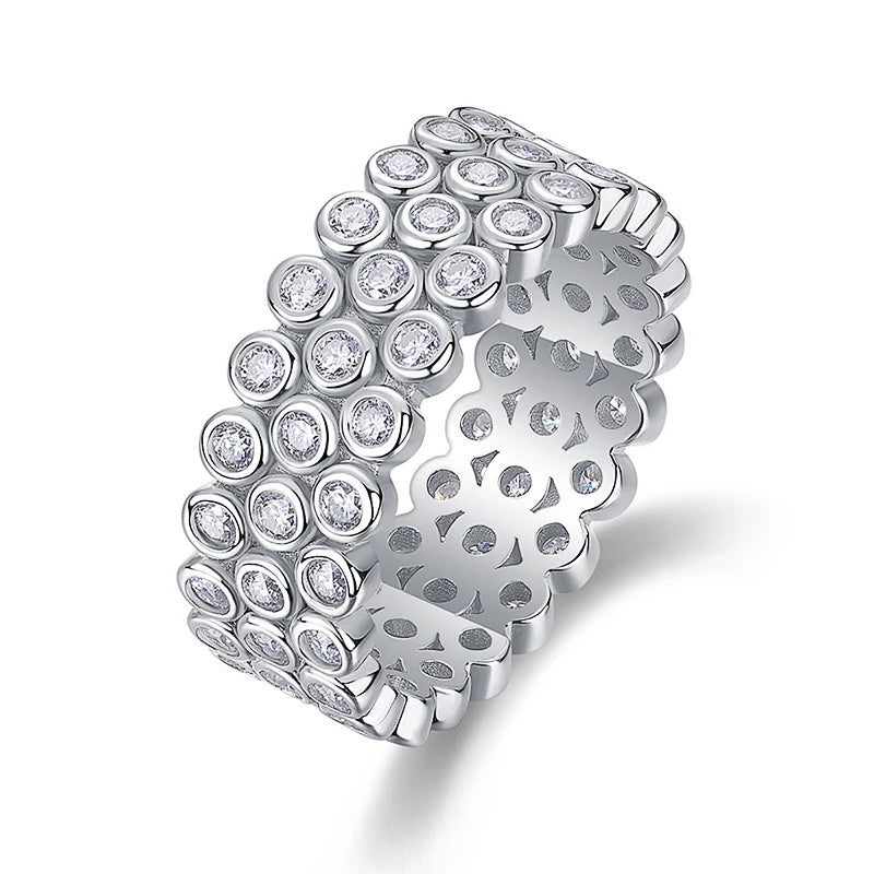 Huitan Silver Cubic Zirconia Women's Wedding Band Ring Zirconia Fashion Ring Axl T0900 7