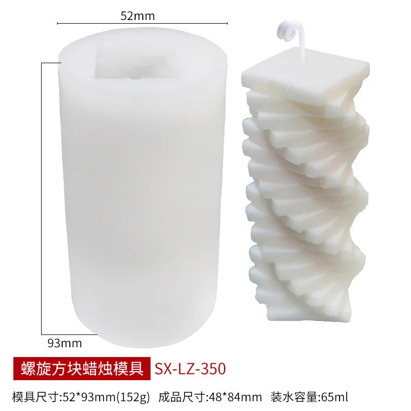 3D Spiral Square Column Silicone Candle & Soap Mold – DIY Silicone Craft Mold Axl