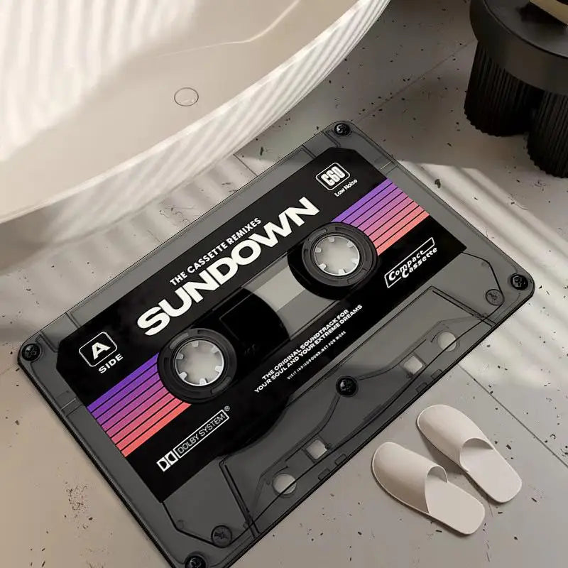 Diatom Mud Bath Mat – Retro CD Cassette Design, Non-Slip Bath Mat Axl