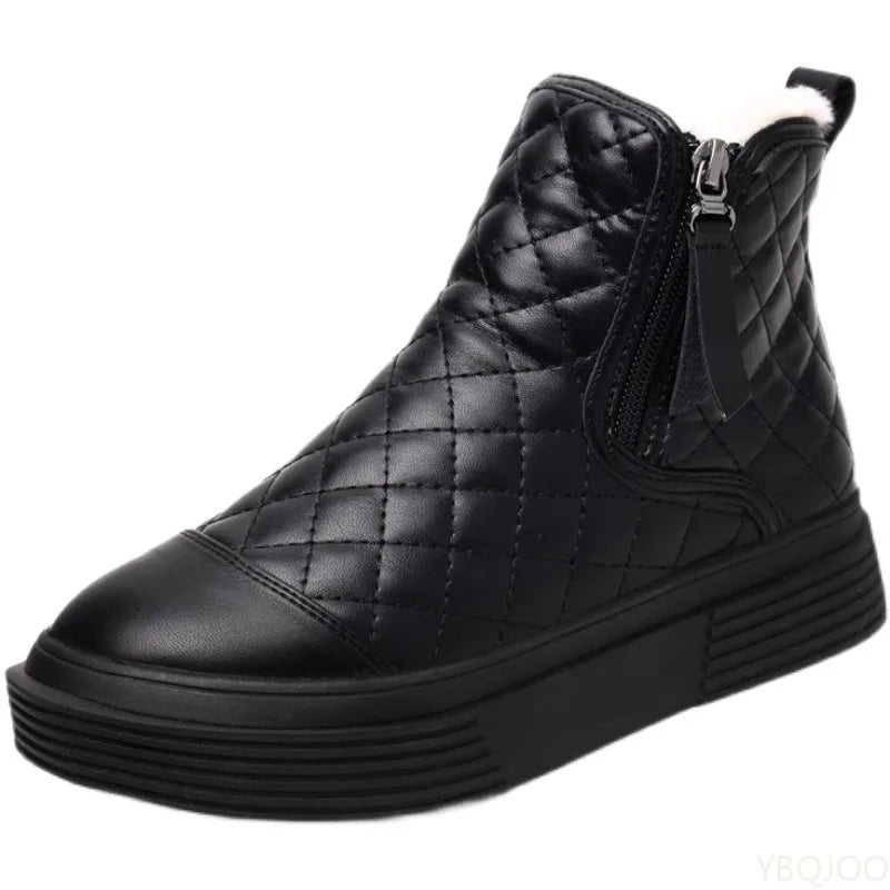 YBQJOO Women's Ankle Snow Boots – Warm Non-Slip Winter Zip Women's Snow Boots Axl black 40
