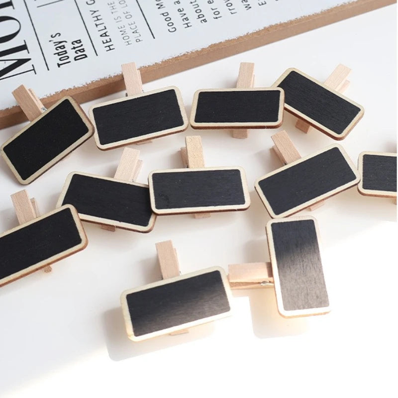10 Mini Wooden Blackboard Clips – Price Tag & Photo Display Blackboard Display Clips Axl