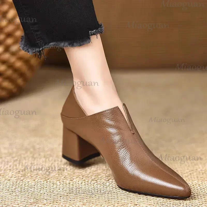 Women's Pointed Toe Mary Jane Chunky Heel Pumps 5.5cm Mary Jane Pumps Axl