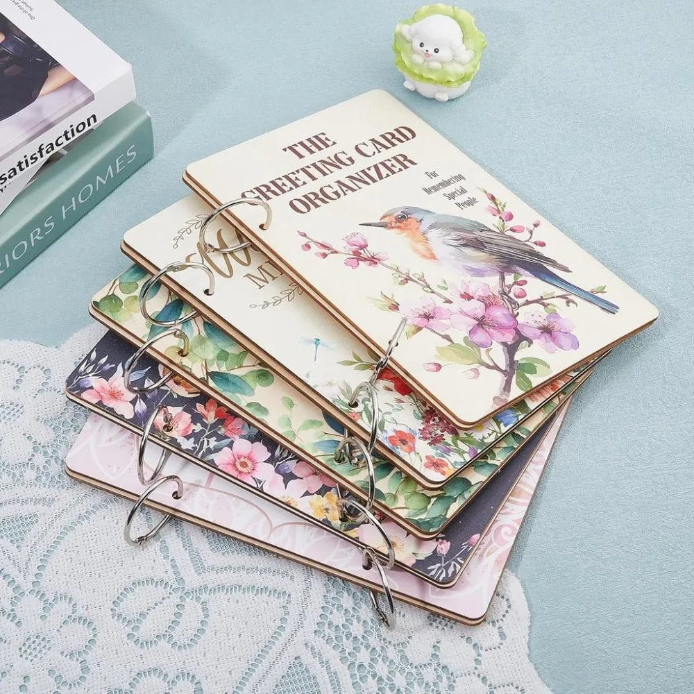 Wooden "Adventure Awaits" Loose Leaf Card & Photo Binder Wooden Card Binder Axl
