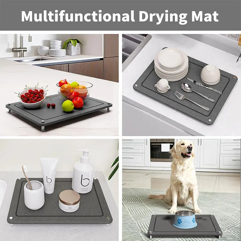 Diatomaceous Earth Dish Drying Mat – Quick Dry Stone Kitchen Pad Dish Drying Mat Axl