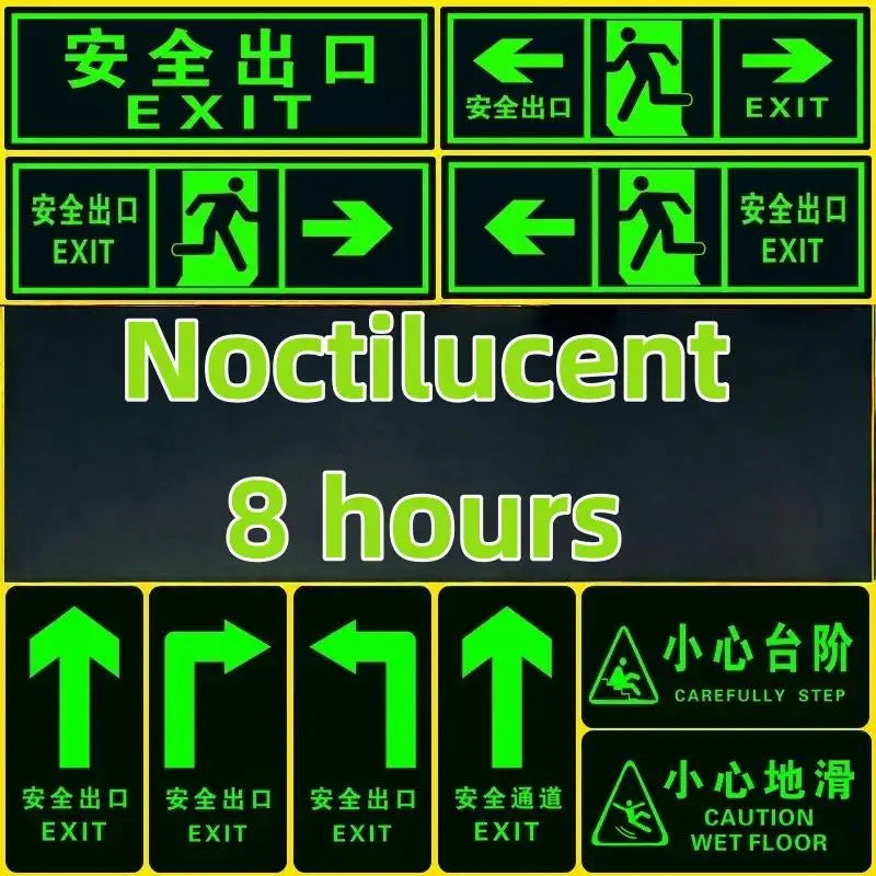 Glow in the Dark Exit Floor Stickers – Evacuation Signs 2/6 Pack Safety Floor Stickers Axl