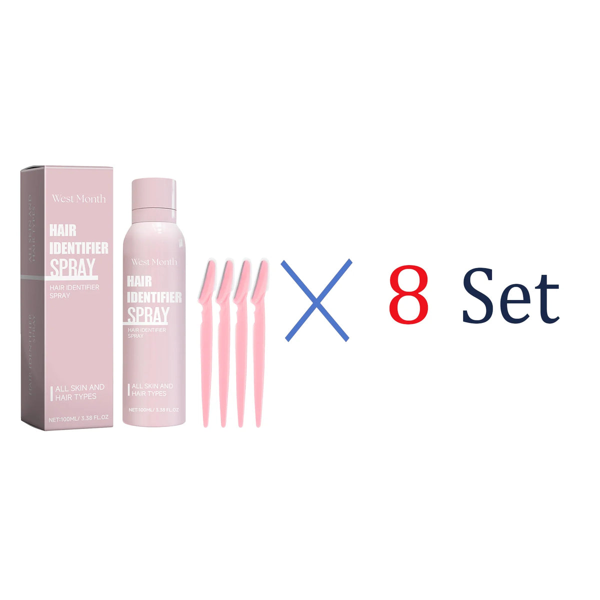 WEST MONTH 100ml Hair Removal Spray + 4 Shavers | Unisex Hair Removal Spray Axl 8 Set