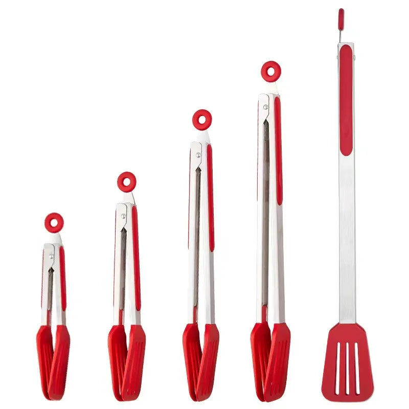 Stainless Steel Silicone BBQ Tongs – Non-Slip & Heat Resistant Kitchen Tongs Axl