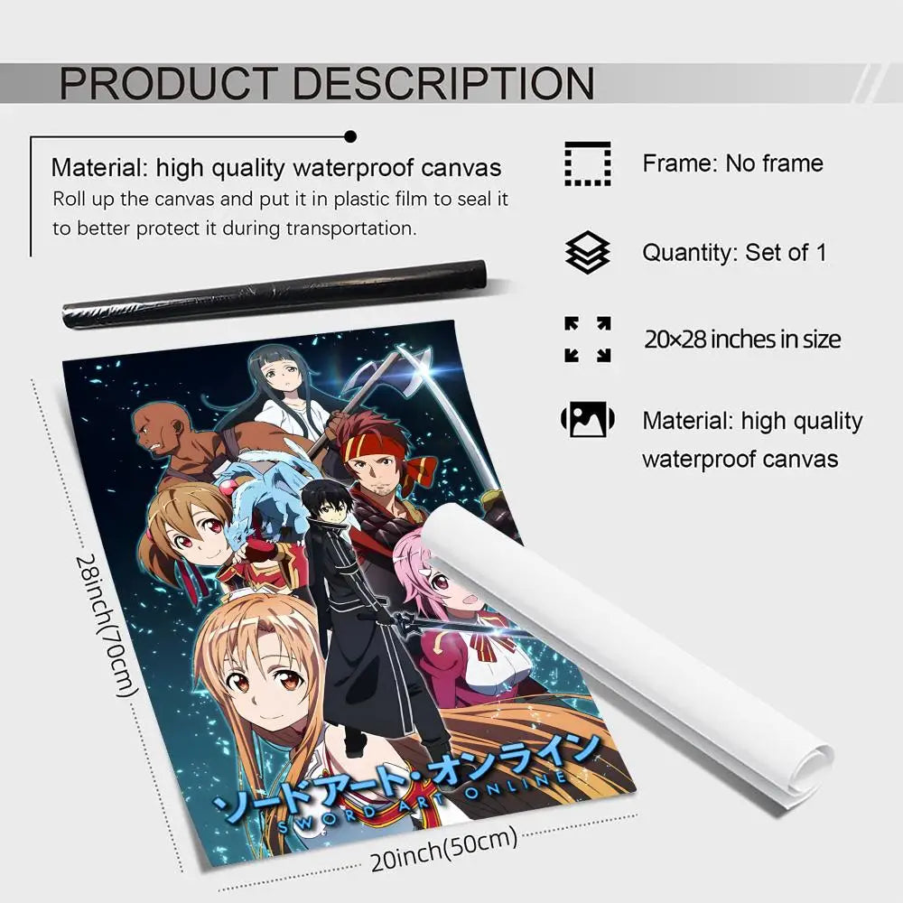 Sword Art Online Anime Canvas Wall Art – Unframed Poster Canvas Wall Art Axl