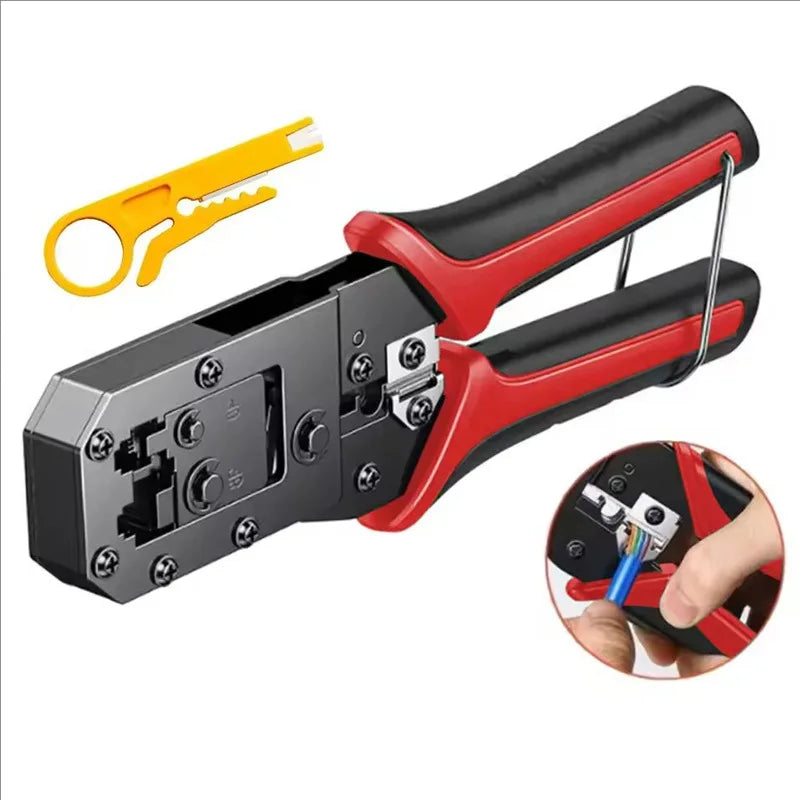 RJ45 Crimping Tool – LAN Cable Crimper Cutter Stripper RJ11 RJ12 Cable Crimping Tool Axl Red-1pcs