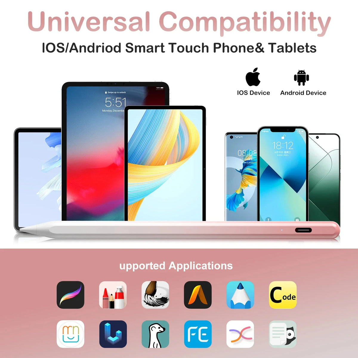Universal Gradient Stylus Pen for iPad, Samsung & Android Tablet Stylus Pen Axl