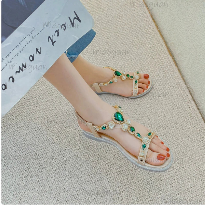 Bohemian Crystal Wedge Sandals – Women's Open Toe Gladiator Wedge Sandals Axl