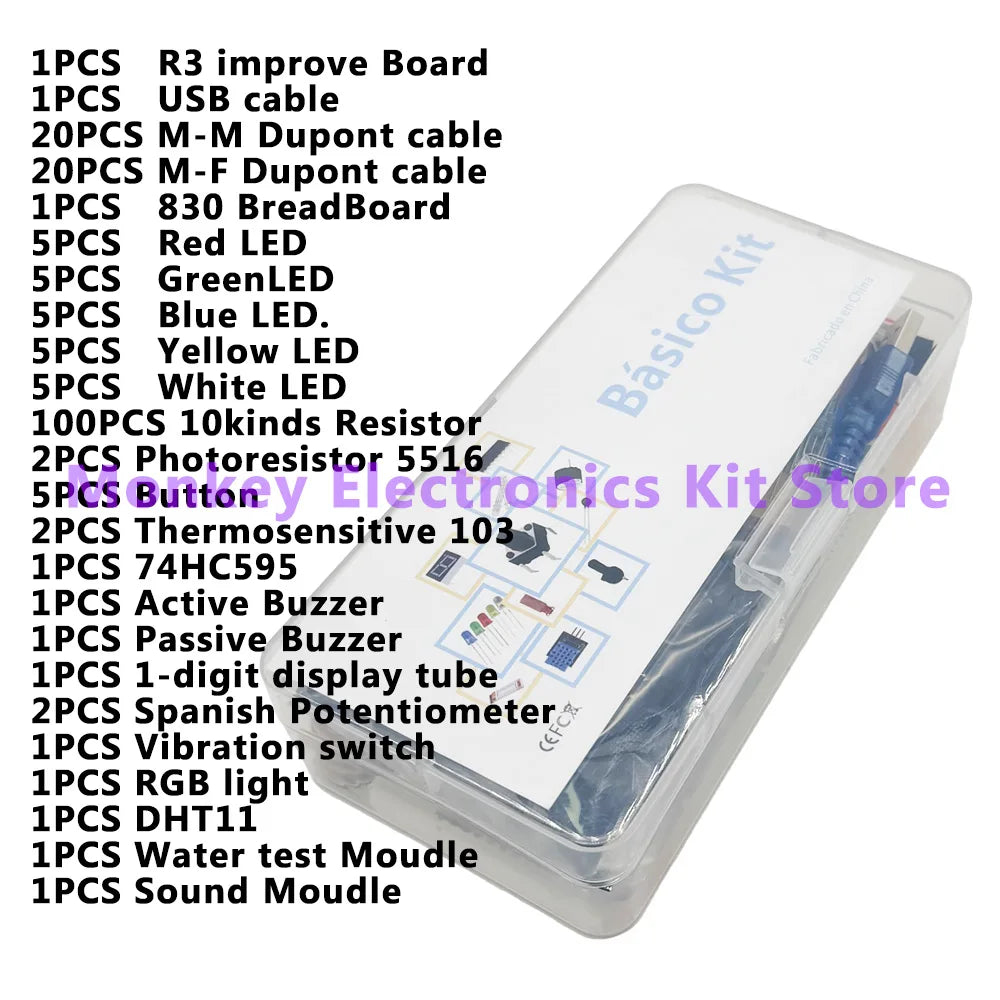 Arduino R3 Starter Kit – 830 Breadboard, LEDs & Resistors Electronics Starter Kit Axl