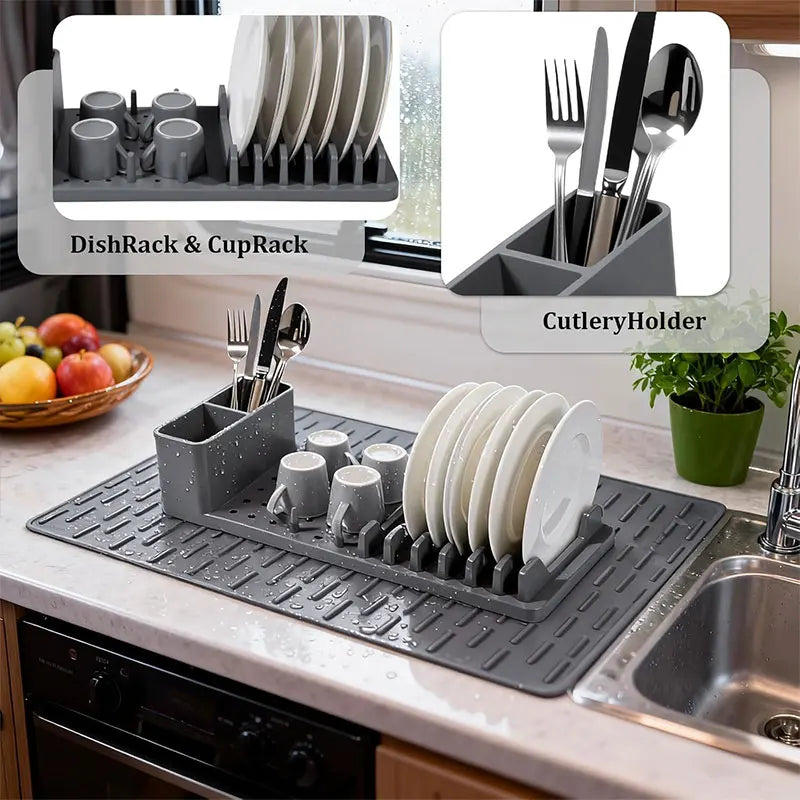 Foldable Silicone Dish Drying Mat – Non-Slip Kitchen Rack Silicone Drying Mat Axl