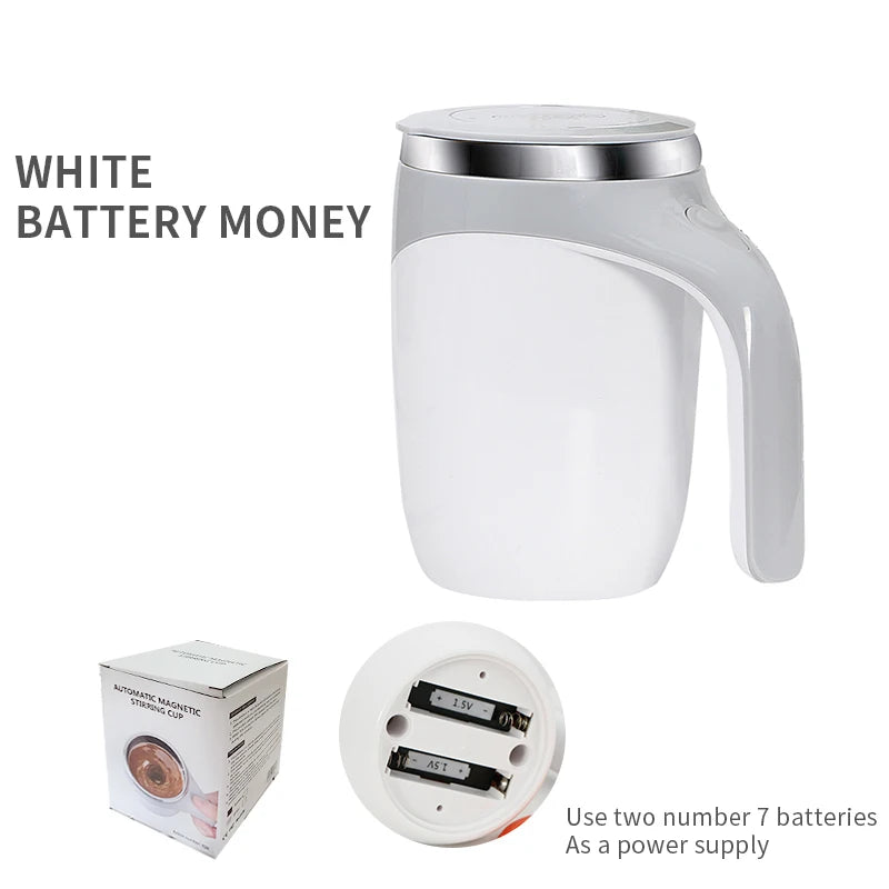 Electric Self-Stirring Mug – Battery Powered Coffee Mixing Cup Electric Stirring Mug Axl white