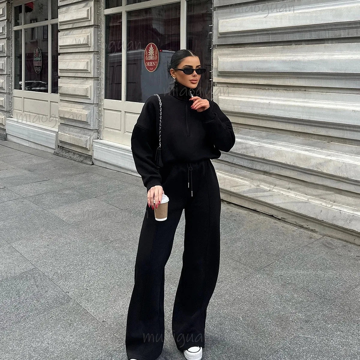 Women's Knit Two-Piece Set – Sweatshirt & Trousers Casual Women's Clothing Set Axl