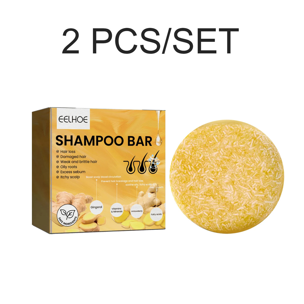 Ginger Solid Shampoo Bar – Deep Cleansing & Nourishing Hair Care Solid Shampoo Bar Axl 2 PCS