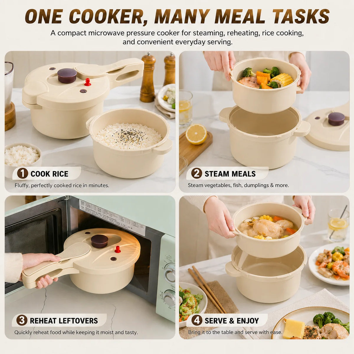 2.3L Microwave Pressure Cooker & Steamer Pot – BPA-Free Microwave Pressure Cooker Axl