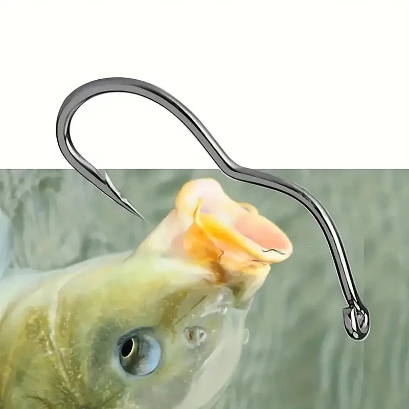 50-Pack Crank Fishing Hooks – High Carbon Steel, Sizes 5#–14# Fishing Hooks Axl