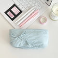 Large Capacity Bowknot Pencil Case – Cute Bow Zipper Pouch Pencil Case Axl Blue