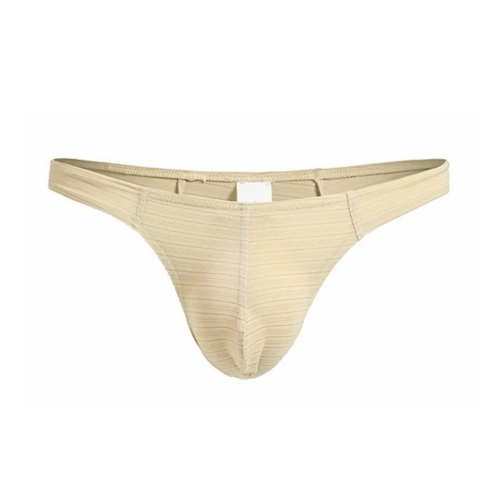 Men's Ice Silk Thongs – Breathable Low Waist Nylon Briefs Men's Thong Underwear Axl Skin Color 2XL