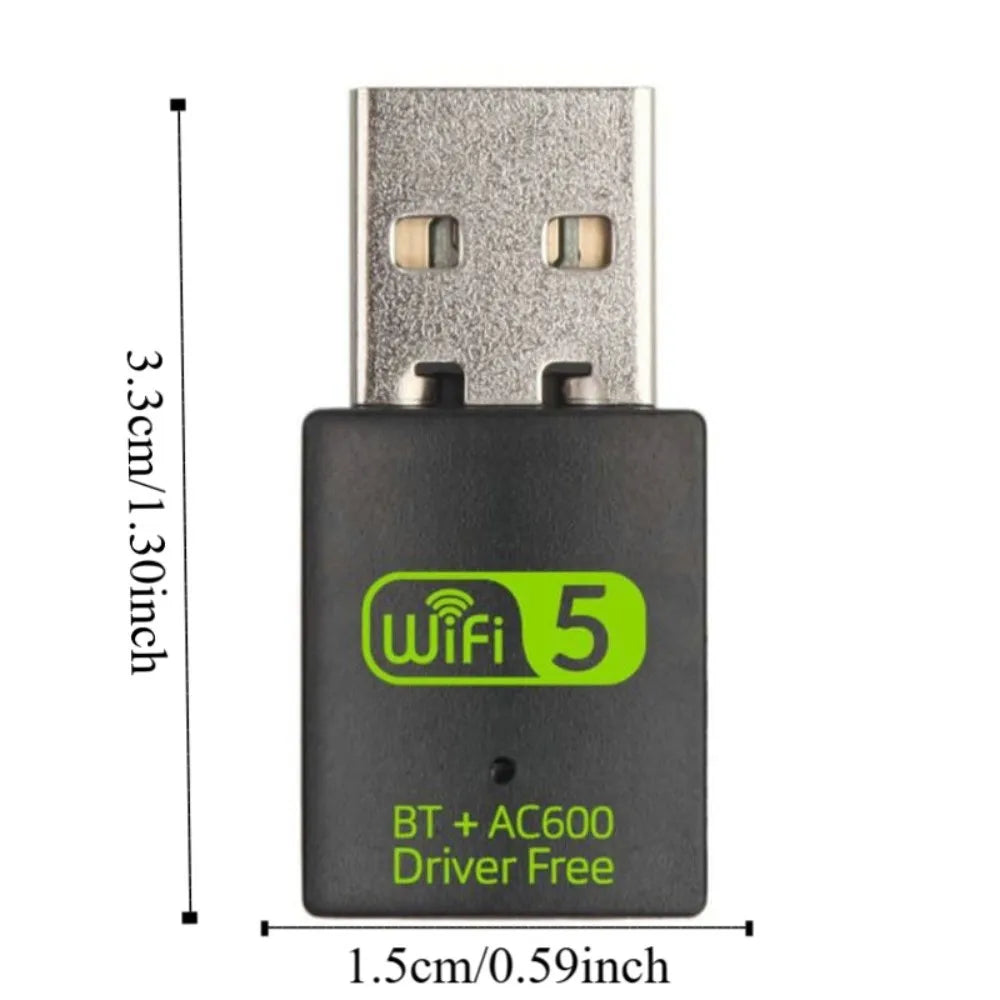 600Mbps Dual Band WiFi & Bluetooth 5.0 USB Adapter – No Driver USB WiFi Adapter Axl