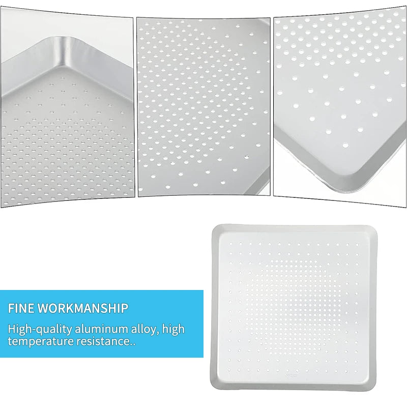 Nonstick Square Perforated Pizza Pan – 8/10/12 Inch Aluminum Pizza Baking Pan Axl