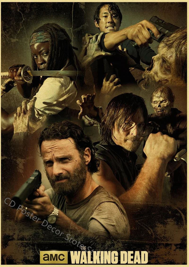 Walking Dead Retro Vintage Poster | Wall Art Print A3/A4 Wall Art Poster Axl 19 A4
