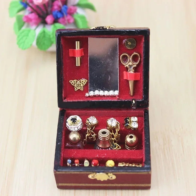 1:12 Miniature Wooden Jewelry Box – Retro Dollhouse Furniture Dollhouse Miniature Axl