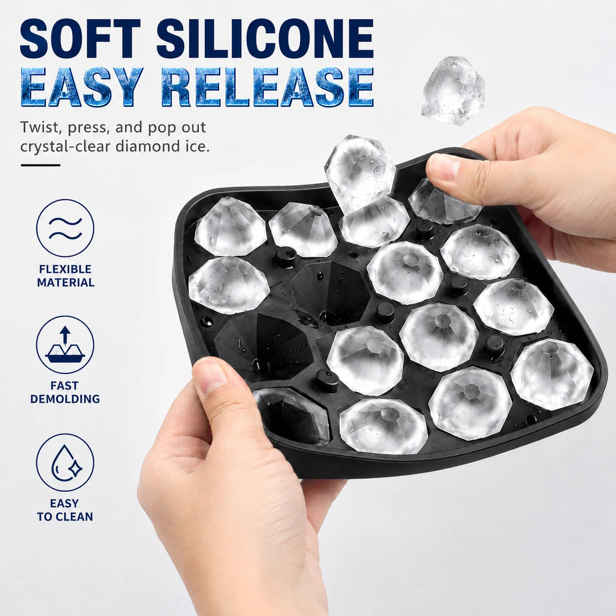 Diamond Ice Cube Tray 16-Cavity Silicone Mold for Cocktails Silicone Ice Tray Axl