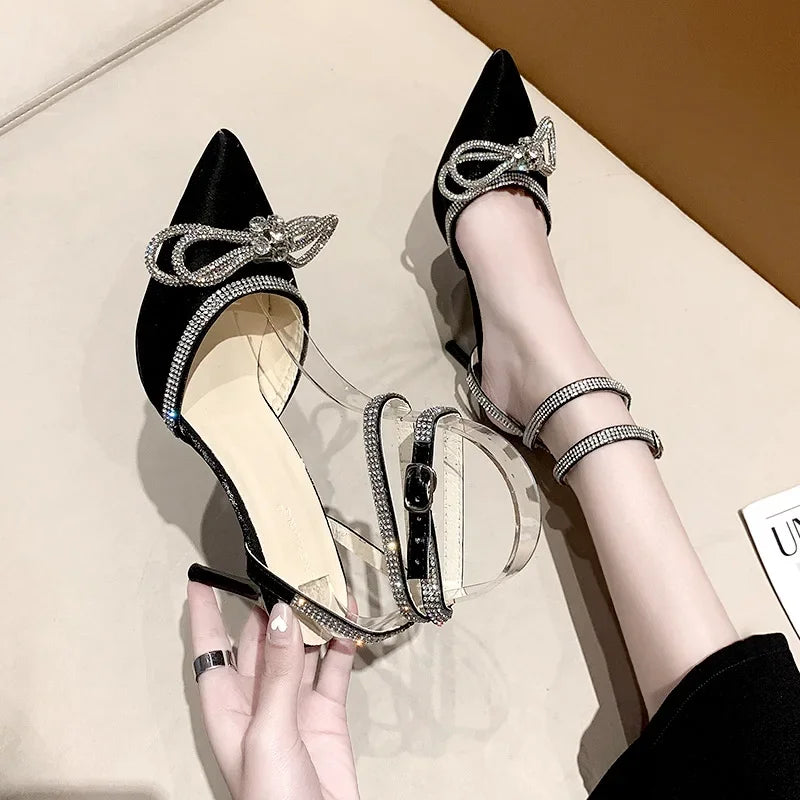Women's Rhinestone Slingback High Heels – Elegant Wedding Sandals High Heel Sandals Axl