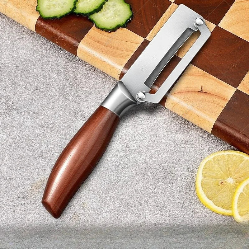 WXCOO Stainless Steel Chef Cleaver & Peeler Set | Wood Handle Chef Cleaver Set Axl Fruit Peeler