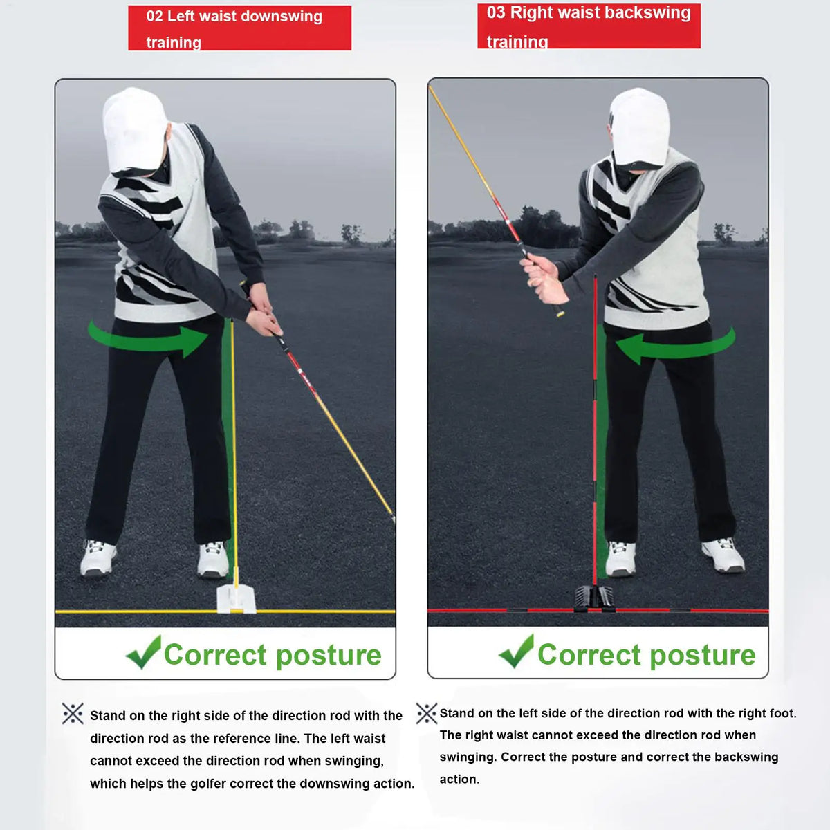 Portable Golf Swing Trainer – Alignment Stick Swing Plane Aid Golf Swing Trainer Axl
