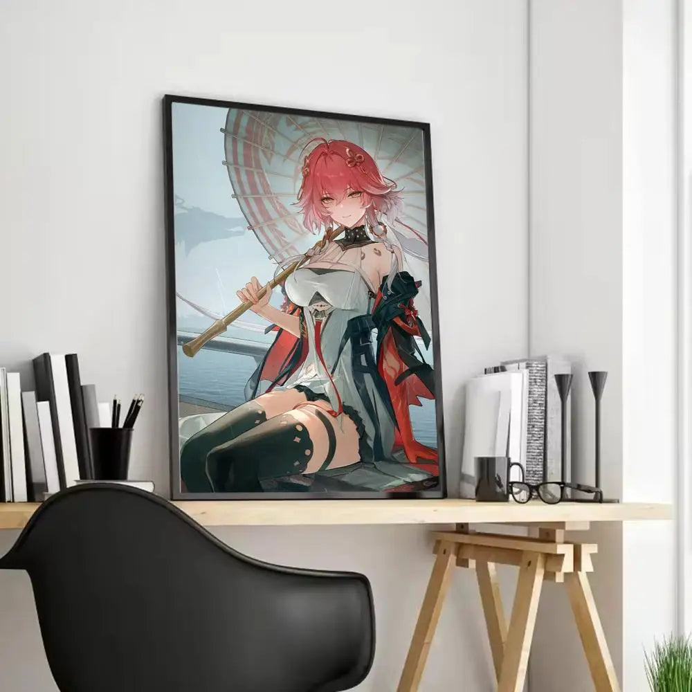Wuthering Waves Changli Canvas Poster – Unframed Wall Art Canvas Wall Art Axl Black1 21X30cmFrameless
