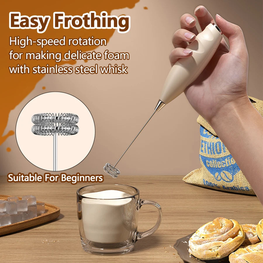 Handheld Milk Frother Mini Whisk – Latte, Matcha & Coffee Milk Frother Wand Axl